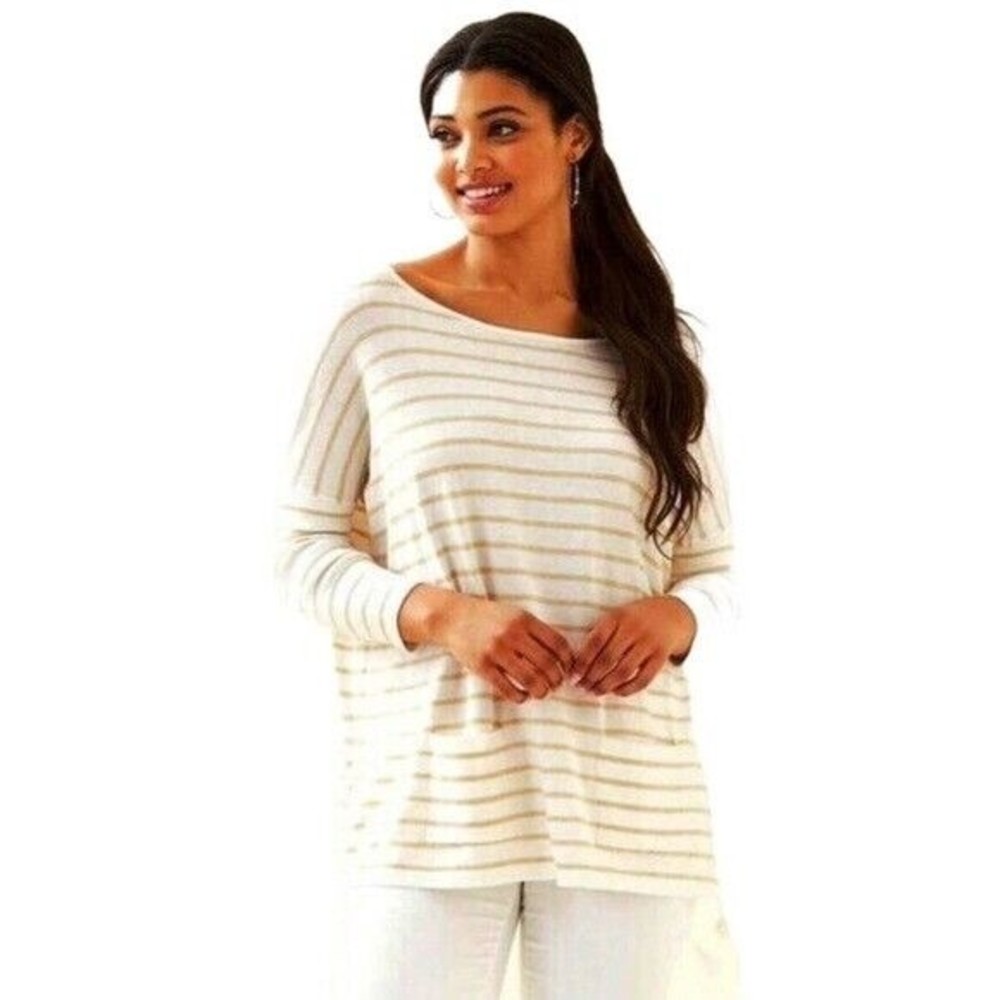 Lilly Pulitzer XXS Elba Coolmax Sweater In Coconut Coastal Shell Stripe